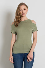 Load image into Gallery viewer, Knit Cold Shoulder Loose Fit Top - spazz26