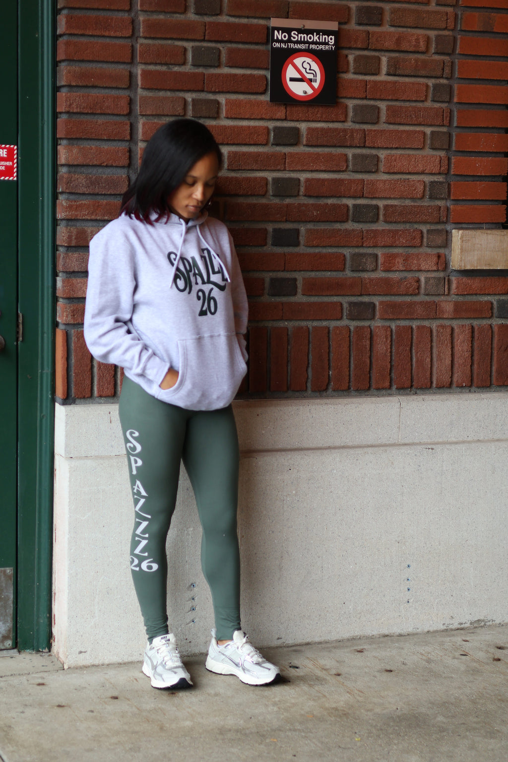Spazzz26 Hoodie 2pc Hoodie & Leggings Grey/Green