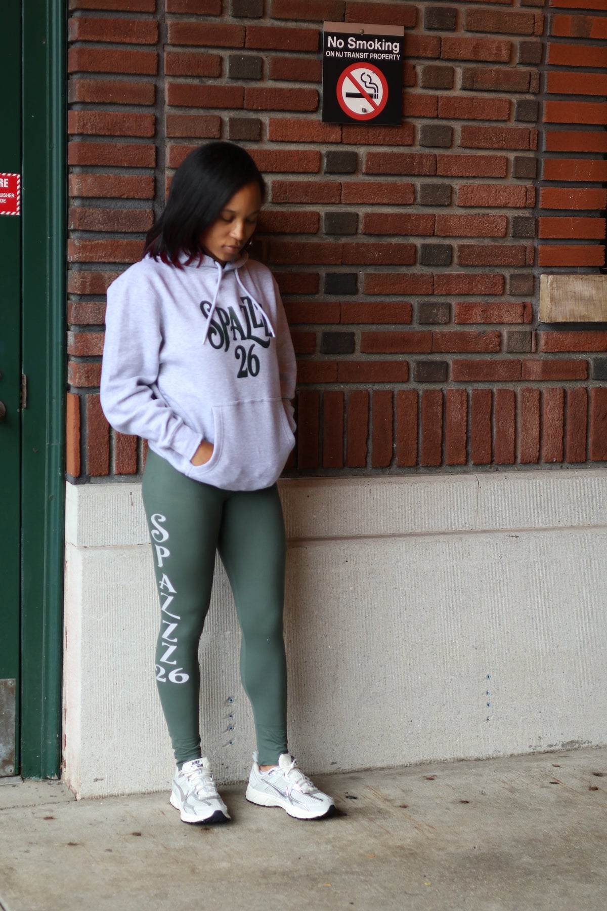 Spazzz26 Hoodie 2pc Hoodie & Leggings Grey/Green