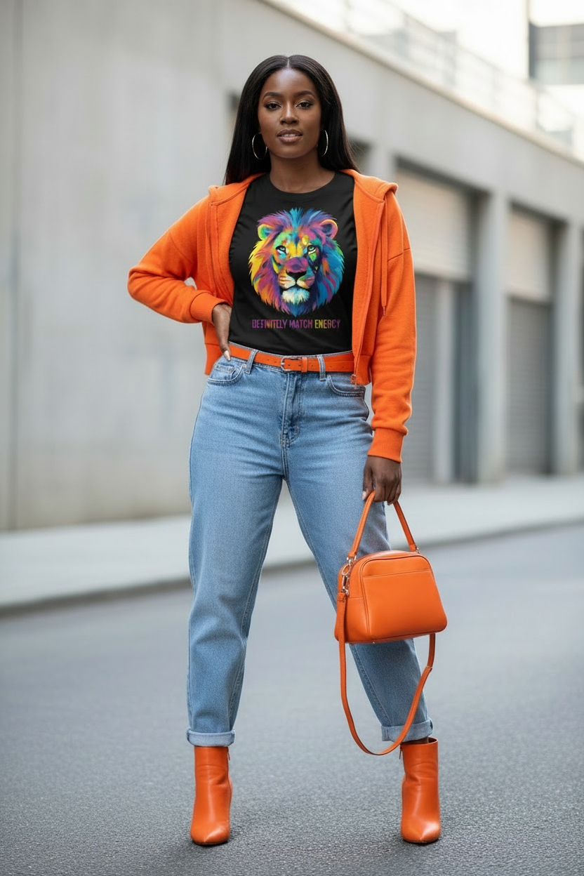 Bold Color Lion Definitely Match Energy T-Shirt