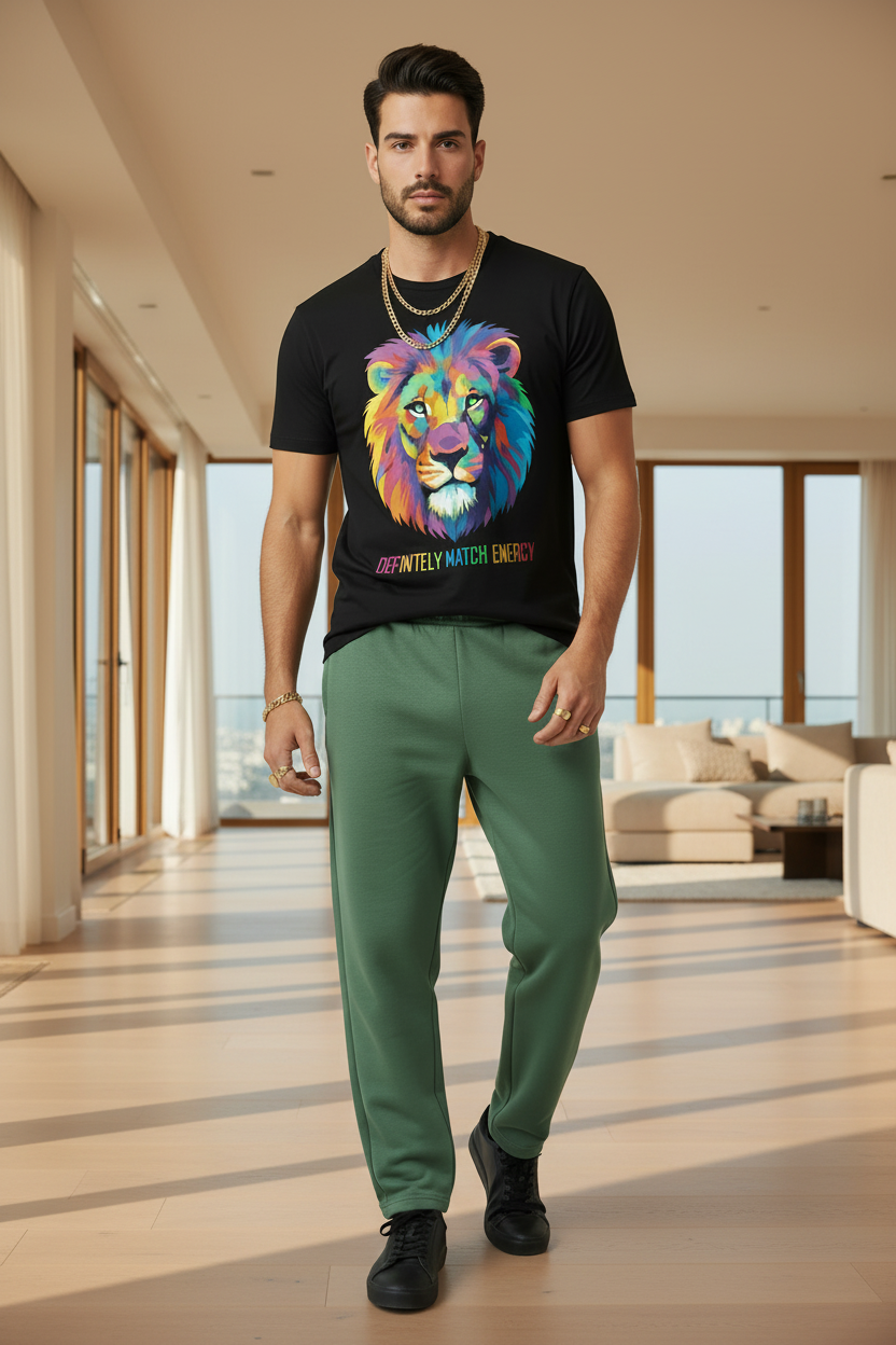 Bold Color Lion Definitely Match Energy T-Shirt