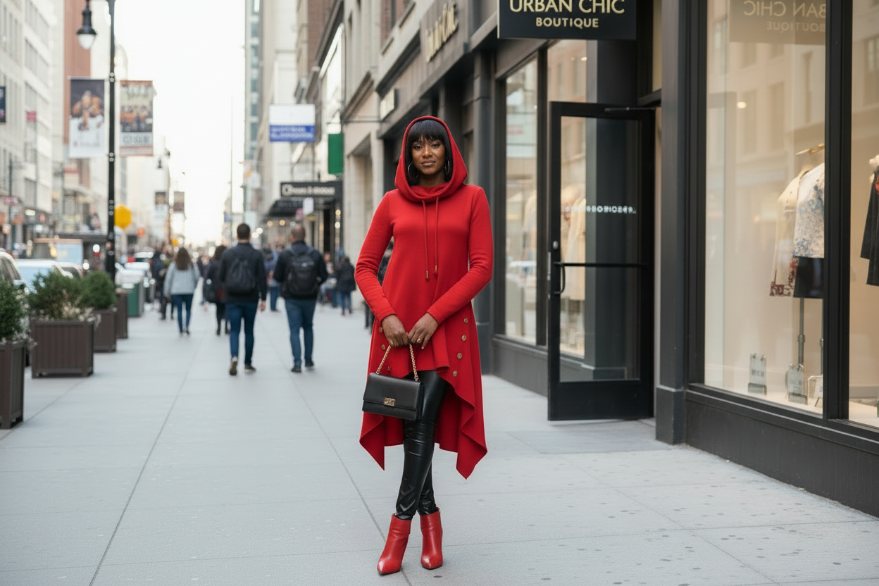 PLUS SIZE | FLY GIRL  Asymmetric Hem Hooded Dress Top