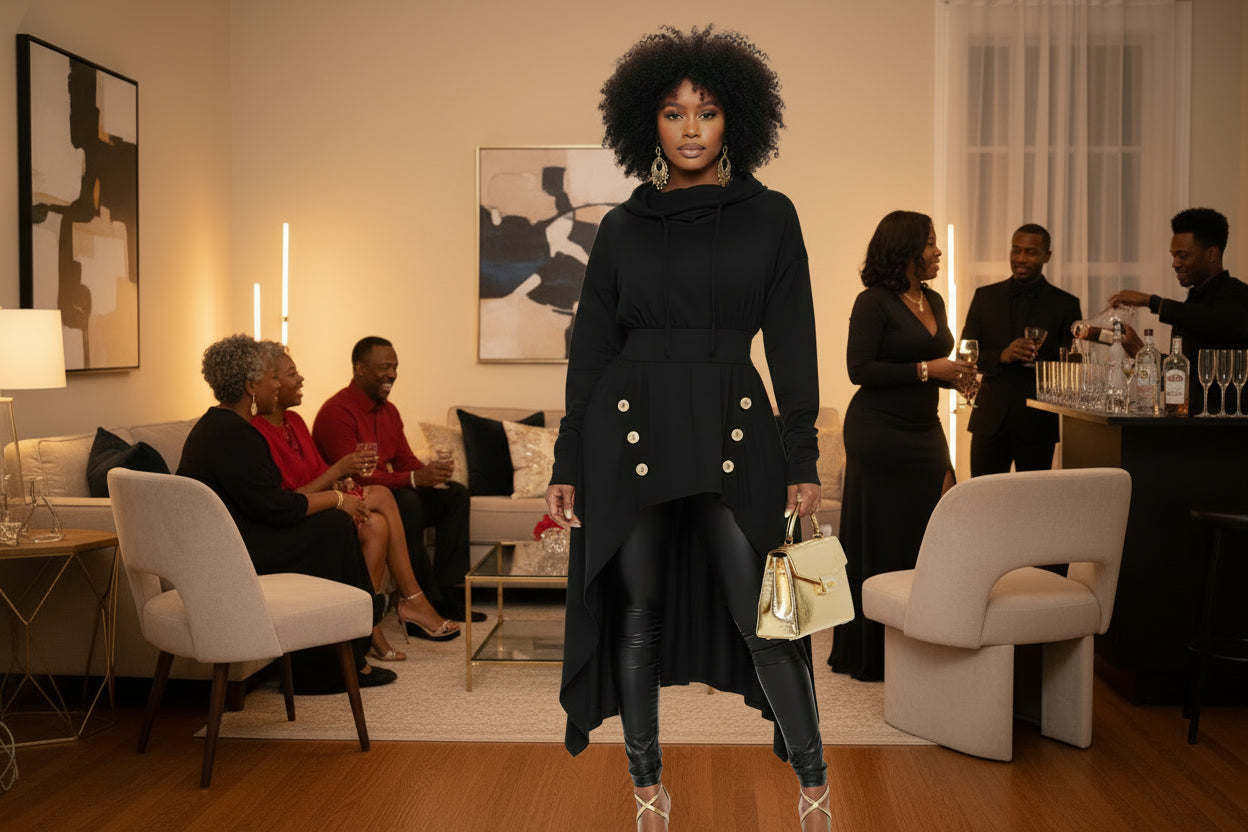 PLUS SIZE | FLY GIRL  Asymmetric Hem Hooded Dress Top