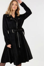 Load image into Gallery viewer, Waist Belt Tacked Faux Suede Coat Solid Coat
