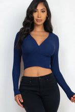 Load image into Gallery viewer, 8 COLORS | Ribbed Wrap Long Sleeve Crop Top
