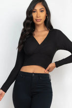 Load image into Gallery viewer, 8 COLORS | Ribbed Wrap Long Sleeve Crop Top
