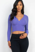 Load image into Gallery viewer, 8 COLORS | Ribbed Wrap Long Sleeve Crop Top
