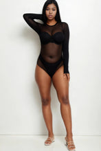 Load image into Gallery viewer, Plus Size |Sheer and Sexy Mesh Long Sleeve Bodysuit
