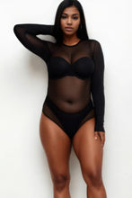 Load image into Gallery viewer, Plus Size |Sheer and Sexy Mesh Long Sleeve Bodysuit
