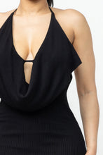 Load image into Gallery viewer, Tie Halter Drape Neck Midi Dress
