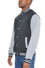 Load image into Gallery viewer, Mens Fleece Snap Button Varsity Jacket
