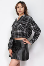 Load image into Gallery viewer, Plaid Button-down Crop Jacket
