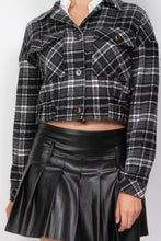 Load image into Gallery viewer, Plaid Button-down Crop Jacket
