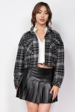 Load image into Gallery viewer, Plaid Button-down Crop Jacket
