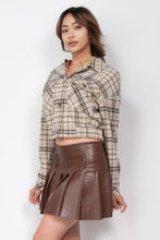 Load image into Gallery viewer, Plaid Button-down Crop Jacket
