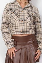 Load image into Gallery viewer, Plaid Button-down Crop Jacket
