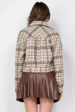 Load image into Gallery viewer, Plaid Button-down Crop Jacket
