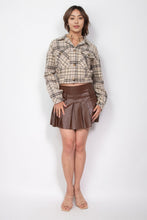 Load image into Gallery viewer, Plaid Button-down Crop Jacket
