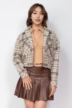 Load image into Gallery viewer, Plaid Button-down Crop Jacket
