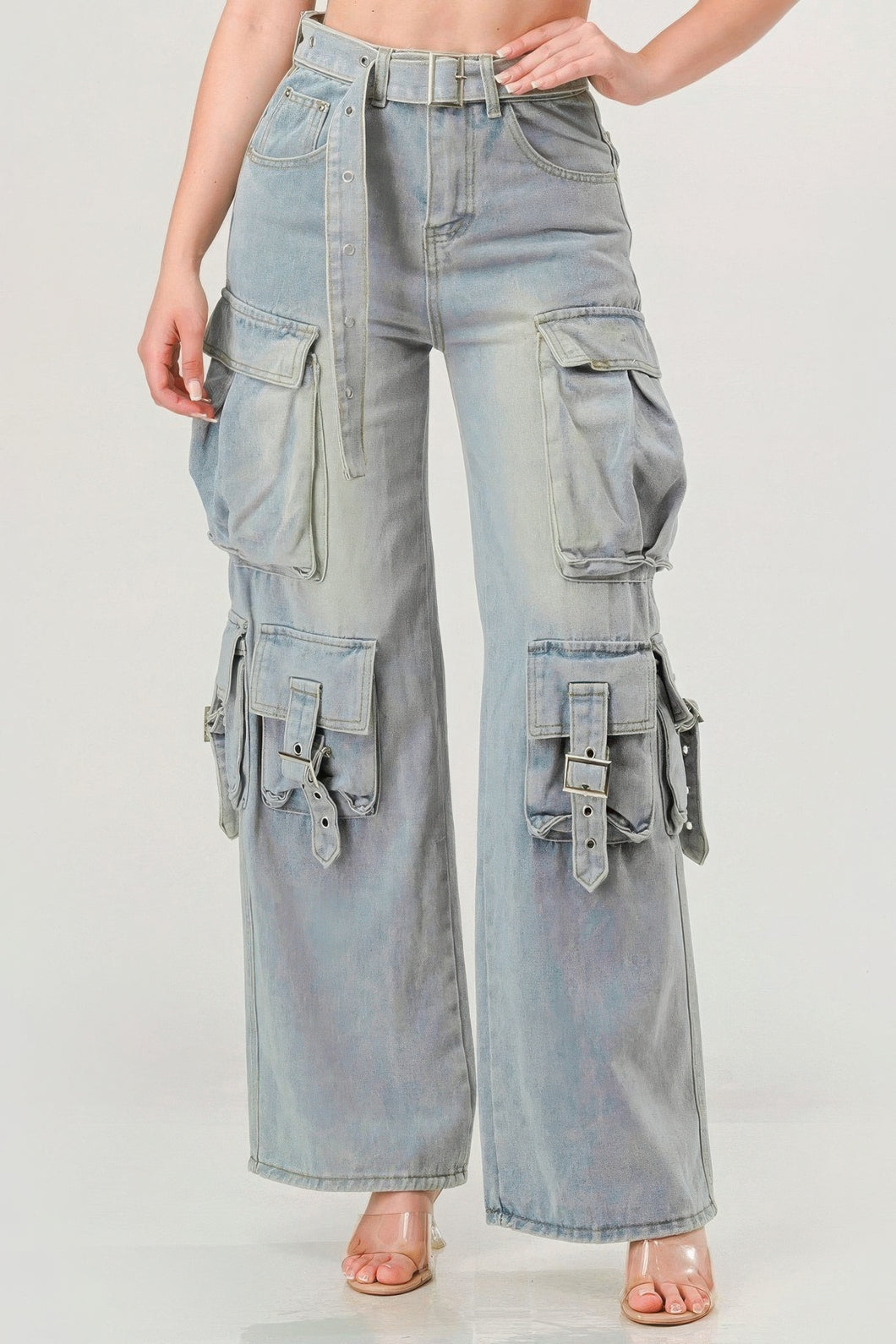 Cute N Denim Belted Denim Cargo Jean