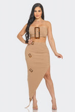 Load image into Gallery viewer, Front Eyelet Buckle Belt Top And Skirt Set
