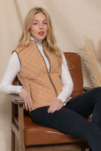 Load image into Gallery viewer, Suede Piping Quilted Padding Vest
