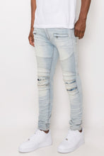 Load image into Gallery viewer, Men Creased Biker Denim Jeans
