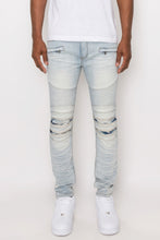 Load image into Gallery viewer, Men Creased Biker Denim Jeans
