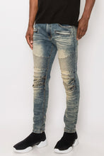 Load image into Gallery viewer, Men Creased Biker Denim Jeans
