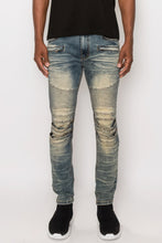 Load image into Gallery viewer, Men Creased Biker Denim Jeans
