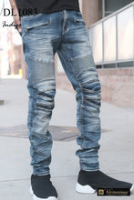 Load image into Gallery viewer, Men Creased Biker Denim Jeans
