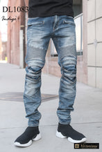 Load image into Gallery viewer, Men Creased Biker Denim Jeans
