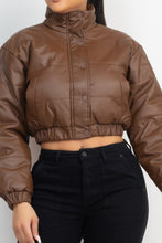 Load image into Gallery viewer, Snap Button Padded Crop Jacket
