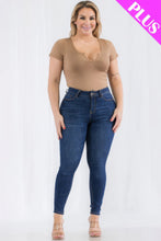 Load image into Gallery viewer, Plus Size Casual Split Neck Solid Short Sleeve Bodysuit
