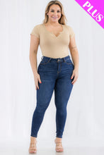 Load image into Gallery viewer, Plus Size Casual Split Neck Solid Short Sleeve Bodysuit
