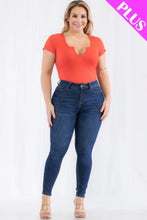 Load image into Gallery viewer, Plus Size Casual Split Neck Solid Short Sleeve Bodysuit
