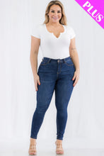 Load image into Gallery viewer, Plus Size Casual Split Neck Solid Short Sleeve Bodysuit
