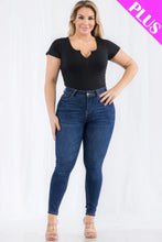 Load image into Gallery viewer, Plus Size Casual Split Neck Solid Short Sleeve Bodysuit
