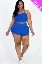 Load image into Gallery viewer, Plus Size Ribbed Cami Crop Top &amp; Ruched Shorts Set
