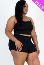 Load image into Gallery viewer, Plus Size Ribbed Cami Crop Top &amp; Ruched Shorts Set
