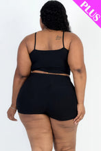 Load image into Gallery viewer, Plus Size Ribbed Cami Crop Top &amp; Ruched Shorts Set
