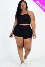 Load image into Gallery viewer, Plus Size Ribbed Cami Crop Top &amp; Ruched Shorts Set
