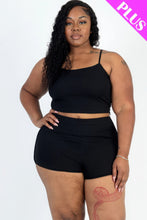 Load image into Gallery viewer, Plus Size Ribbed Cami Crop Top &amp; Ruched Shorts Set
