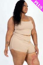 Load image into Gallery viewer, Plus Size Ribbed Cami Crop Top &amp; Ruched Shorts Set
