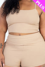 Load image into Gallery viewer, Plus Size Ribbed Cami Crop Top &amp; Ruched Shorts Set
