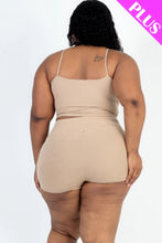 Load image into Gallery viewer, Plus Size Ribbed Cami Crop Top &amp; Ruched Shorts Set
