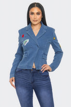 Load image into Gallery viewer, Patch It Up Denim Blazer Jacket
