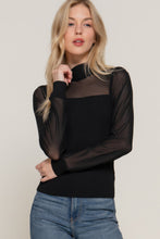 Load image into Gallery viewer, Long Slv Mesh Panel Detail Sweater Top
