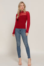 Load image into Gallery viewer, Long Slv Mesh Panel Detail Sweater Top
