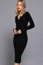 Load image into Gallery viewer, Henley Neck Midi Sweater Dress
